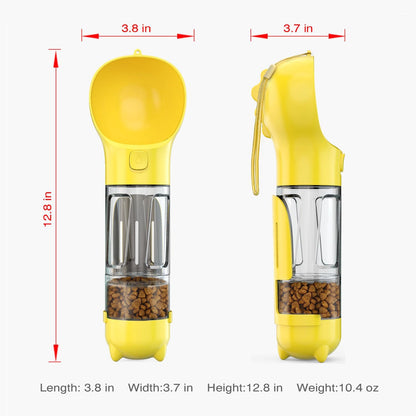 3-in-1 Portable Dog Water Bottle & Food Dispenser