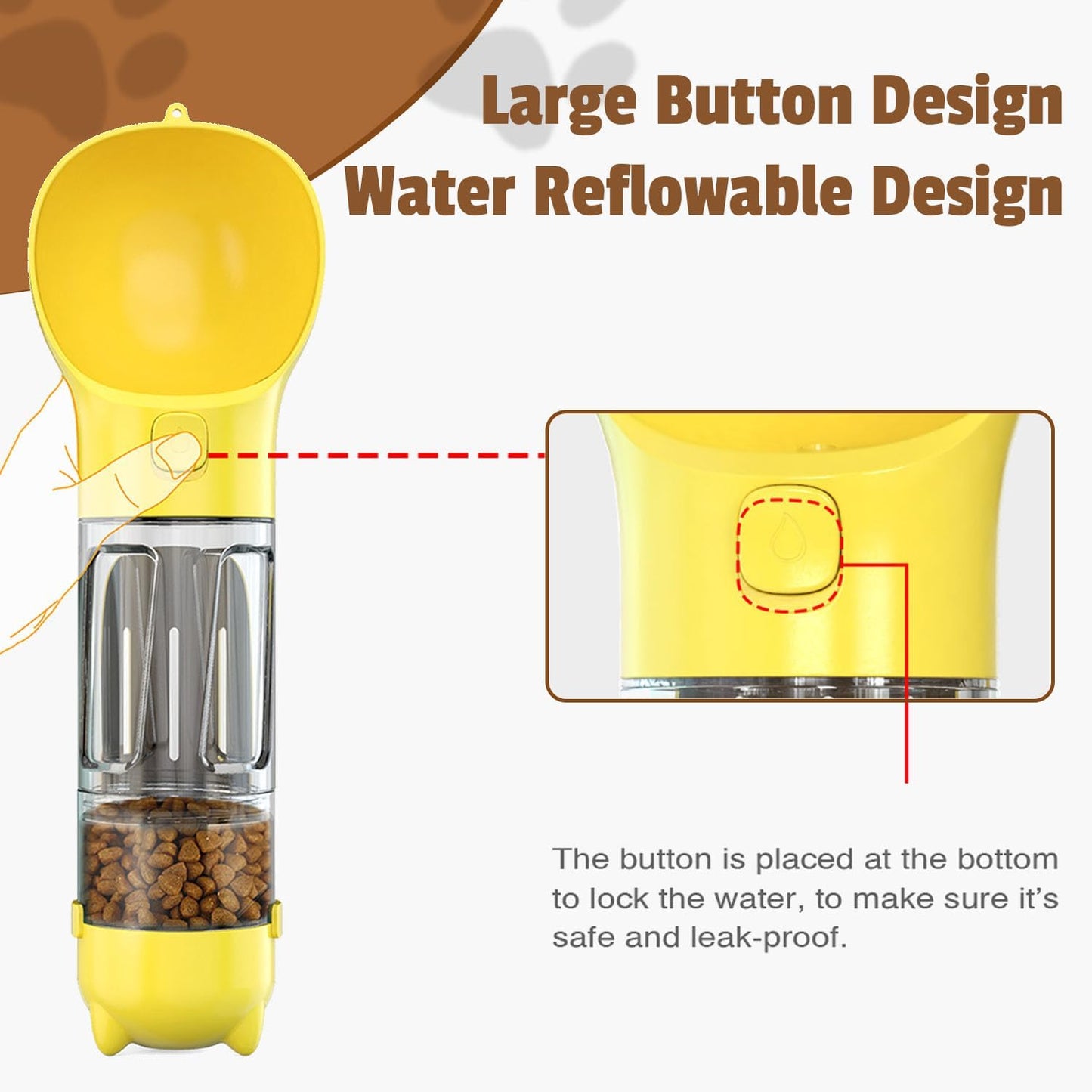 3-in-1 Portable Dog Water Bottle & Food Dispenser