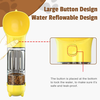 3-in-1 Portable Dog Water Bottle & Food Dispenser