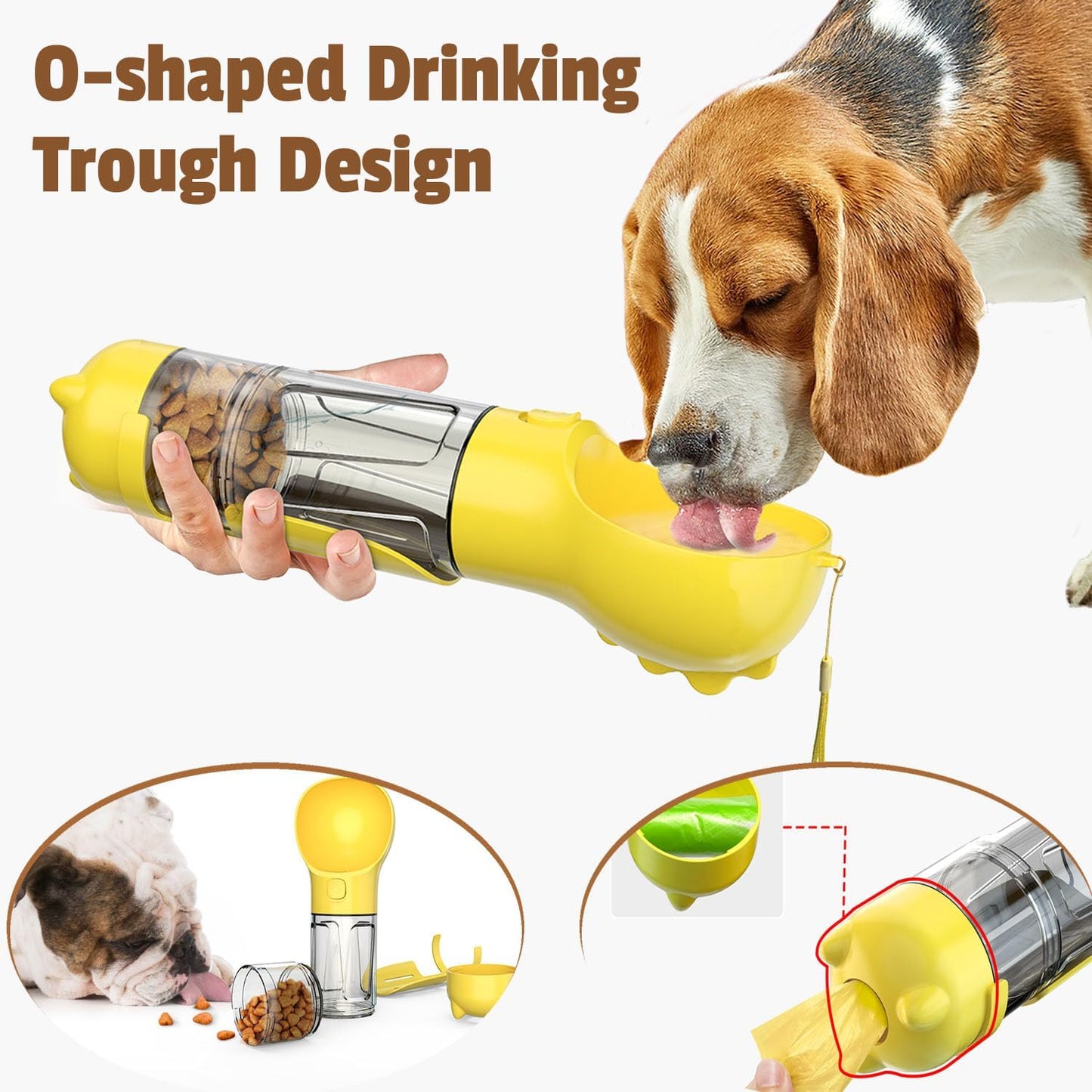 3-in-1 Portable Dog Water Bottle & Food Dispenser